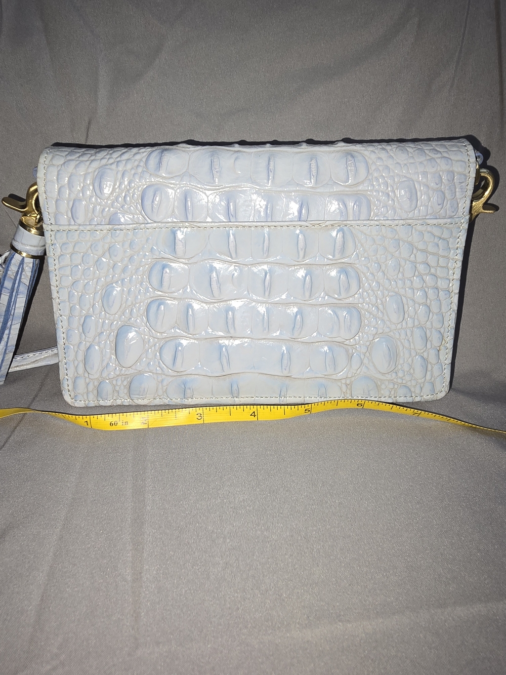 Brahmin Stylish Croc-Embossed Crossbody Bag in Light Blue - Picture 2 of 5